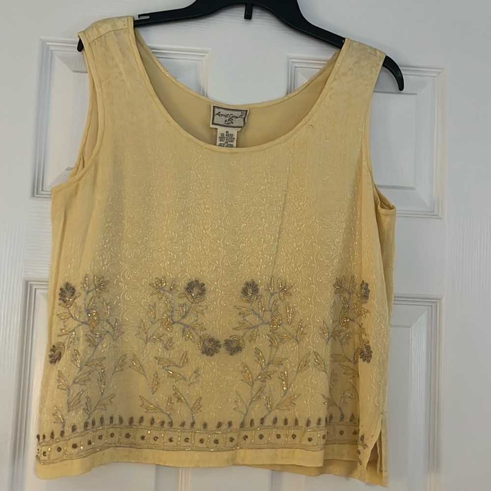 April Cornell Elegant Yellow Embroidered Women's Top. Photos don't do justice!